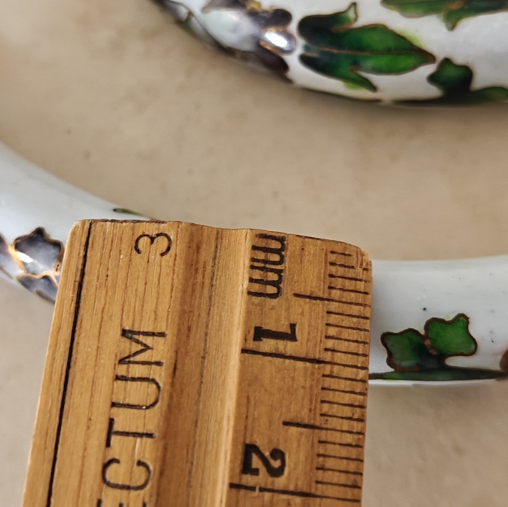 Rare Chinese Export Vintage 60s Cloisonne Hinged Pipe Jewelry Set - Picture 10 of 16